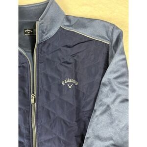 Callaway Mens Golf Jacket Quilted Blue Size Medium Zip‎ Front Long Sleeve